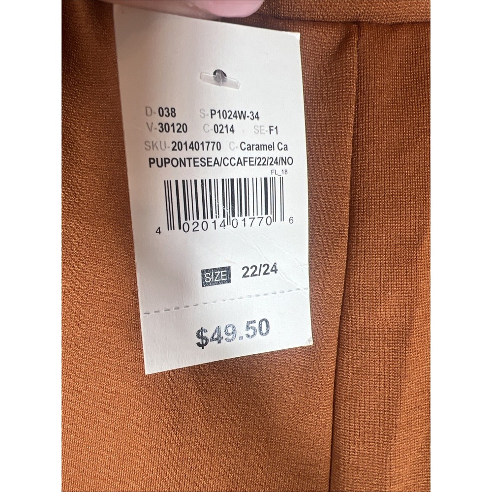 Ashley Stewart Faux Leather Paneled‎ Leggings caramel  22-24Elevated Look Womens - Picture 10 of 15